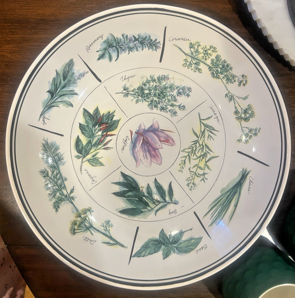 Williams-Sonoma Herb Botanical Pasta Serving Bowl 12.75” Round Kitchen Decor